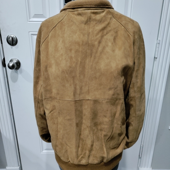 Vintage Alan Michaels tan leather suede bomber jacket men's size 38 - Picture 5 of 9